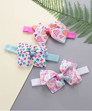Babyhug Headbands Pack of 3 Bow Appliques - Pink White Blue 