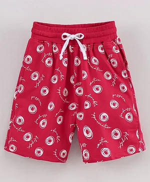 Doreme Knee Length Cotton Shorts Printed - Chilli Red