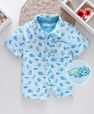 Babyoye Half Sleeves Shirt Dinosaur Print - Blue