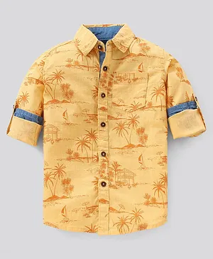 Pine Kids Full Sleeves Shirts Printed - Golden Brown