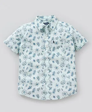 Pine Kids Half Sleeves Shirts Floral Print - Blue