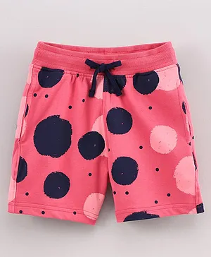 Doreme Knee Length Shorts Circles Print - Dark Pink