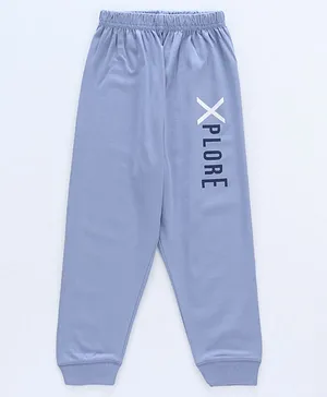 Doreme Full Length Lounge Pants Text Print - Blue