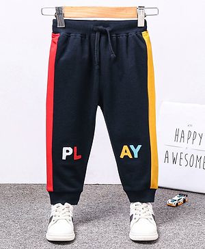 Babyhug Full Length Track Pant Play Print - Navy