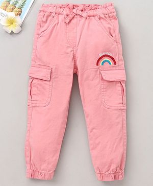 Babyhug Woven Full Length Trousers - Pink