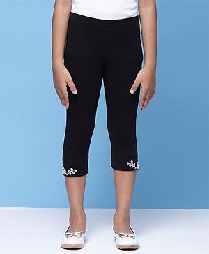 Biba Black Cotton Lycra Capris