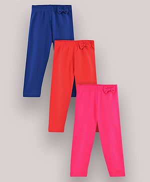 Babyhug Full Length Leggings Solid Color - Red Blue Pink