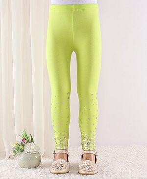 Babyhug Full Length Cotton Leggings Heart Print - Green