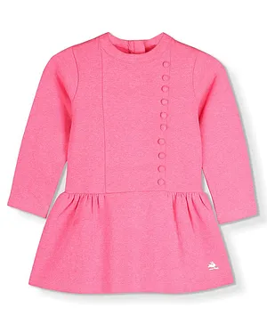 Cherry Crumble By Nitt Hyman Full Sleeves Back Zipper Solid Slinky Knit Dress - Pink