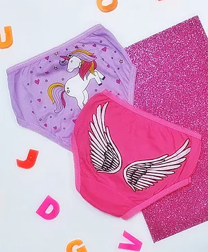 Plan B Pack Of 2 Unicorn Print Panties - Pink & Lavender
