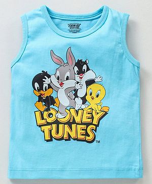 Babyhug Sleeveless T-Shirt Looney Tunes Print - Blue