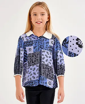 Primo Gino Full Sleeves Shirt All Over Print - Blue