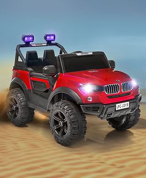 Babyhug Battery Operated Ride on Jeep With Light & Music - Red| Magic Swing Mode| Forward & Backward Operation| Openable Doors| Realistic Design| Wide Comfortable Seat| Rechargeable Battery