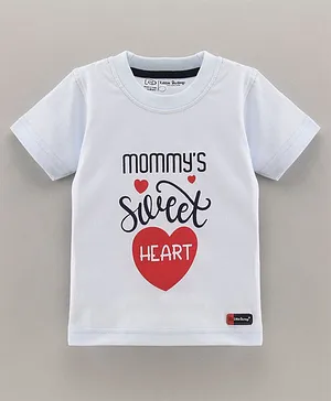 Little Darlings Half Sleeves Mommys Sweet Heart Text Printed T-Shirt - Sky Blue