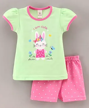 Baby Naturelle & Me Short Sleeves Top & Shorts Rabbit Print - Green