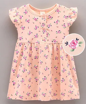 Baby Naturelle & Me Short Sleeves Frock Floral Print - Peach