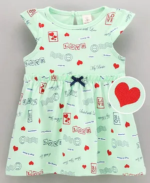 Baby Naturelle & Me Short Sleeves Printed Frock - Green