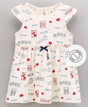 Baby Naturelle & Me Short Sleeves Printed Frock - Off White