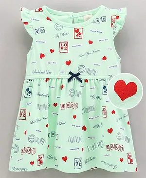 Baby Naturelle & Me Short Sleeves Printed Frock - Green