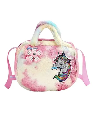 FunBlast Fur Unicorn Sling Bag - Pink