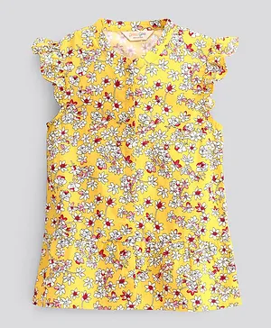 Primo Gino Sleeveless Cotton Shirt Floral Print- Yellow