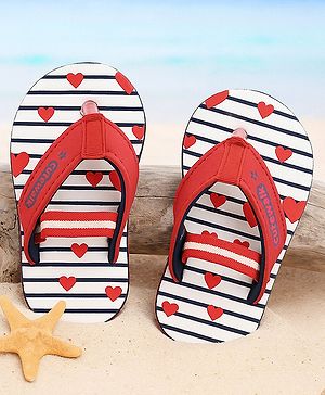 Cute Walk by Babyhug Flip Flops Heart Print - Red