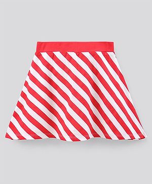 Pine Kids Above Knee Length Biowashed Skirt Stripes Print- Red