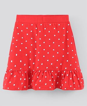 Pine Kids Biowashed Skirt Heart Print - Red