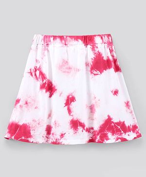 Pine Kids Above Knee Length Biowash Tie & Dye Skirt  - Pink White