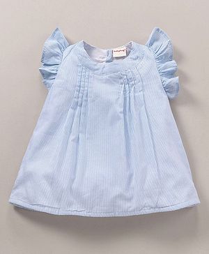 Babyhug Frill Sleeves Striped Top - Blue