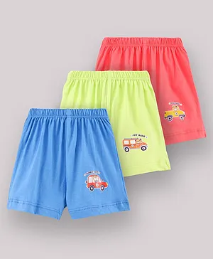 Simply Knee Length Shorts Graphic Print Pack of 3 - Red Green Blue