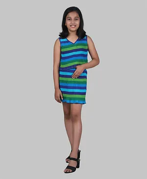 Titrit Sleeveless Top And Pleated Skirt Set With Attached Shorts - Multicolour