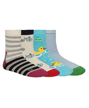 Creature Cotton Printed Socks Pack of 4 Pairs - Multicolor