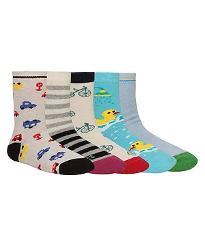 Creature Ankle Length Cotton Socks Duck Design Pack of 5 Pairs - Multicolor