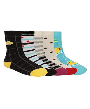 Creature Ankle Length Designed Cotton Socks Pack of 5 Pairs - Multicolour