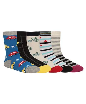 Creature Ankle Length Designed Cotton Socks Pack of 5 Pairs - Multicolour