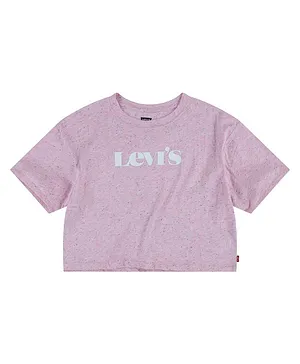 Levi's Half Sleeves Brand Name Print Cropped Tee - Beige