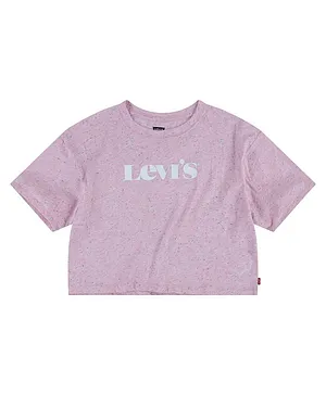 Levi's Half Sleeves Brand Name Print Cropped Tee - Beige