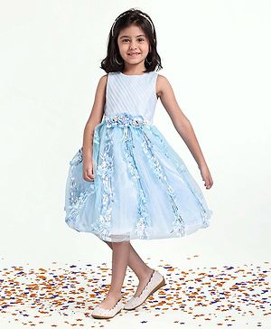 Babyhug Sleeveless Party Wear Gown - Frozen Blue
