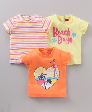 Babyhug Half Sleeves Tee With Graphics Pack Of 3 - Multicolour