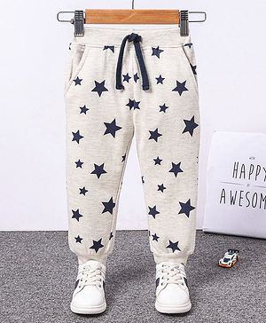 Babyhug Knit Full Length Lounge Pant Star Print - Grey