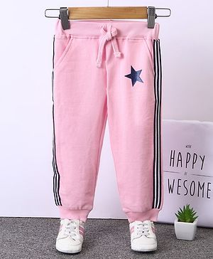 Babyhug Full Length Lounge Pant Star Print - Pink