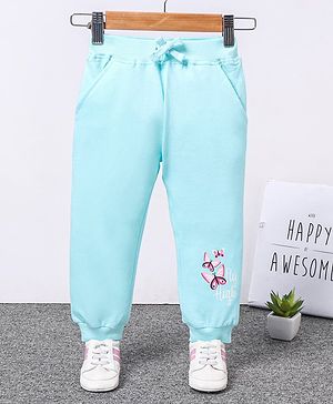 Babyhug Knit Full Length Lounge Pant Fly High Patch - Aqua