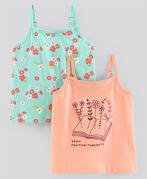 Pine Kids Singlet Sleeves Bio Washed Printed T-Shirt Pack of 2 - Multicolor