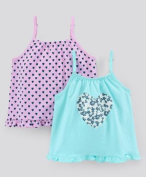 Pine Kids Cotton Sleeveless Tops Printed Pack of 2 - Purple Blue