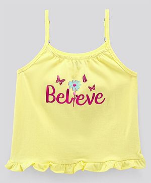 Pine Kids Singlet Sleeves Bio Washed T-Shirt Believe Print - Yellow
