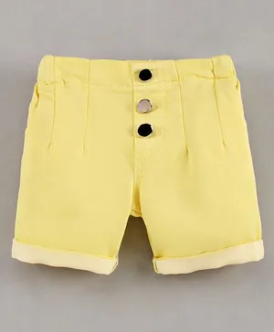 Bloom Up Mid Thigh Denim Shorts - Yellow