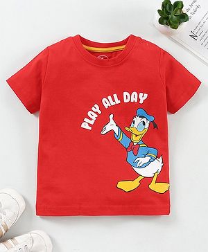 Babyhug Half Sleeves Cotton T-shirt Printed - Red