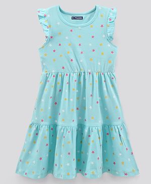 Pine Kids Sleeveless Bio Wash Frock Polka Dot Print- Blue