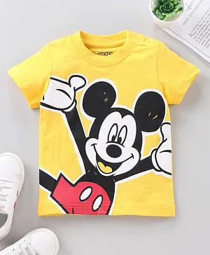 Babyhug Half Sleeves T-Shirt Mickey Mouse Print - Yellow